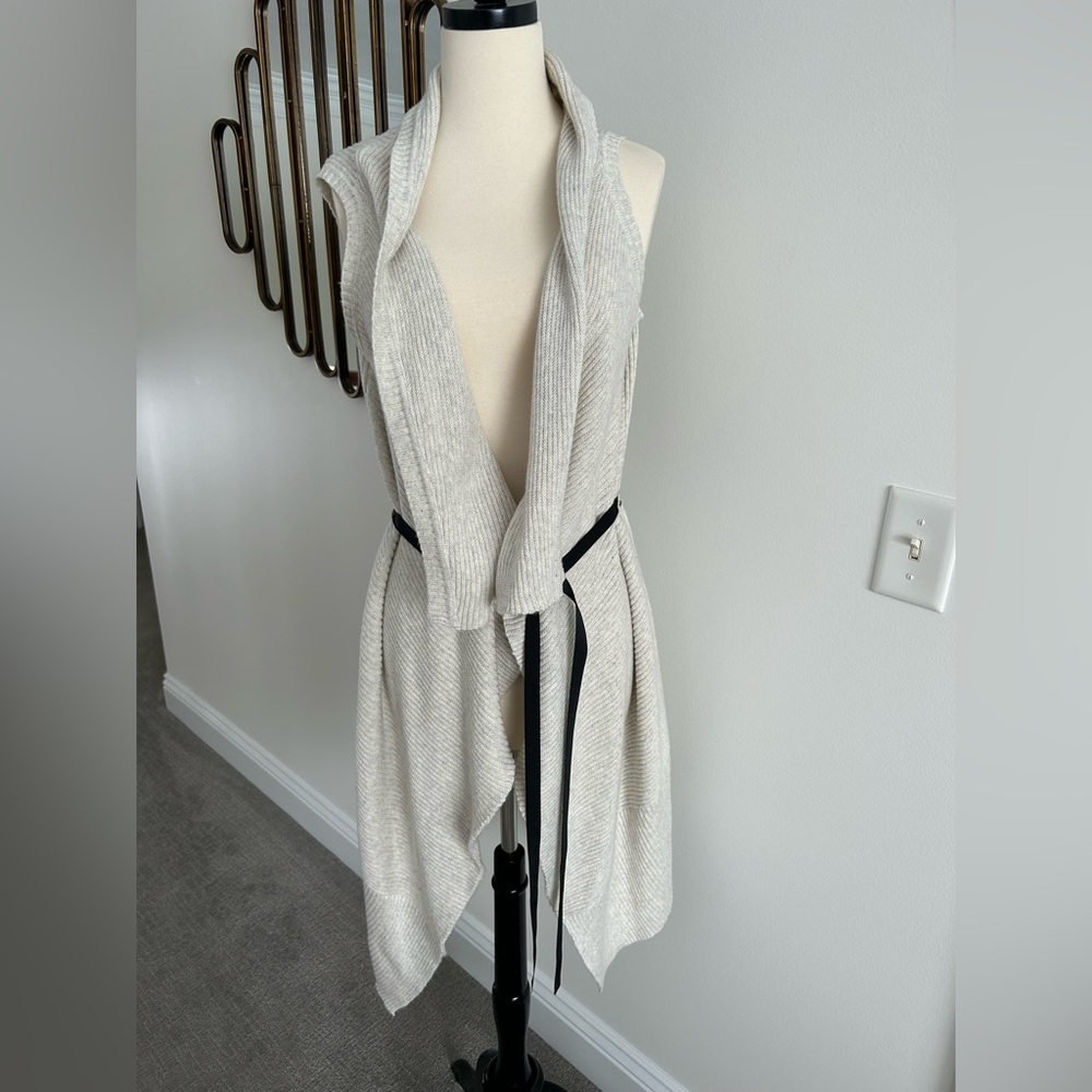 NWOT Simply Vera Vera Wang Cream Ivory Open Front Cardigan Sweater Vest Wrap L
